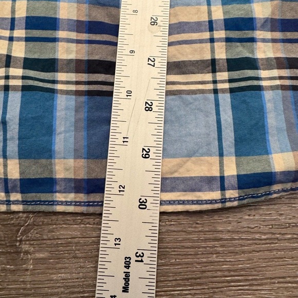 Fossil Shirt Mens Extra Large Blue Plaid Long Sleeve Button Up Preppy Casual - Picture 9 of 10